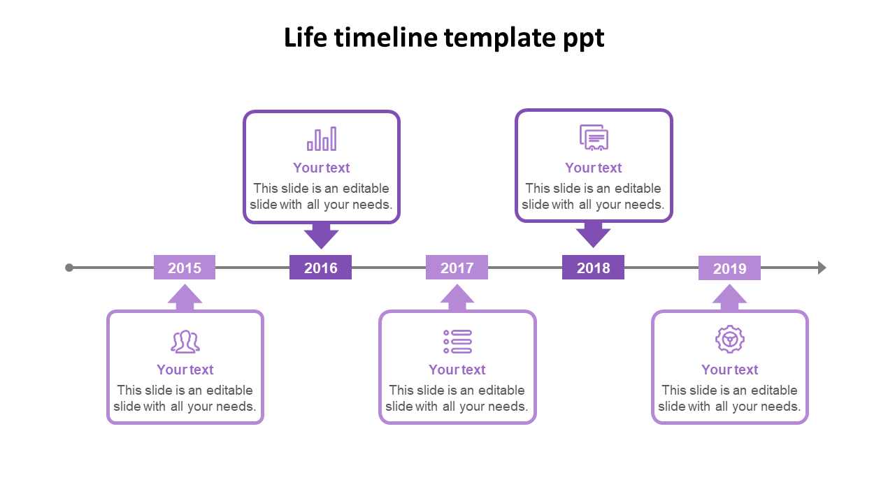 life timeline template ppt-purple